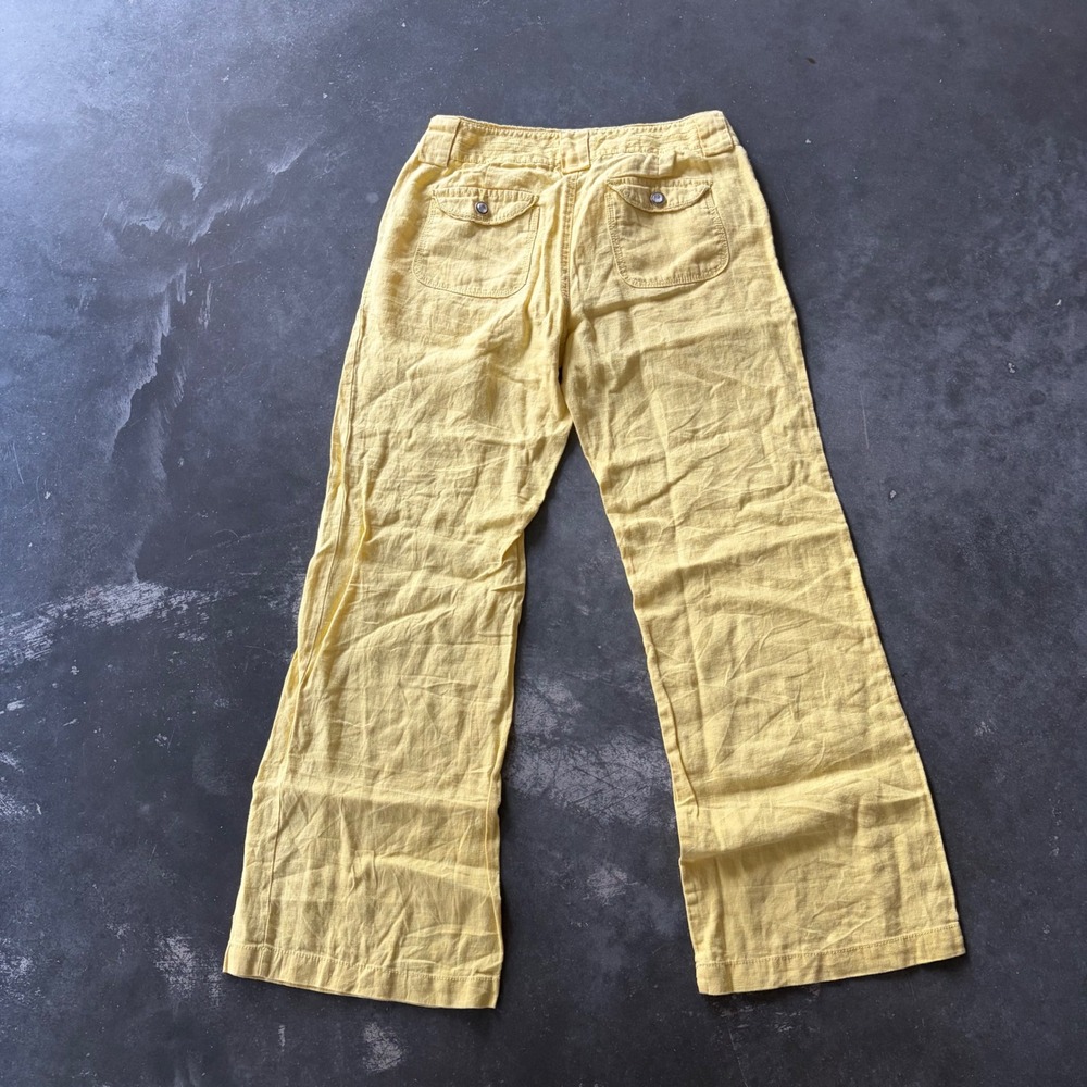 INC International Concepts Yellow 100% Linen Wide Leg Pants Womens Size 6 - Picture 3 of 6